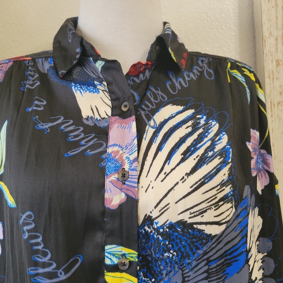 Free People high low floral long sleeve tee size XSmall - Picture 3 of 12